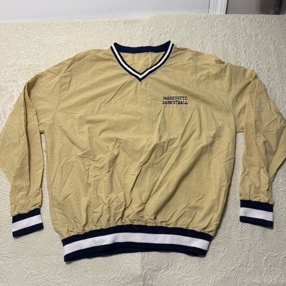 Vintage Marquette Basketball V-Neck Pullover Windbreaker Size XL